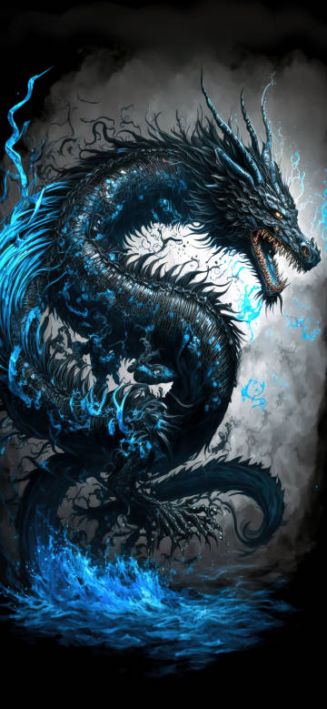 Mystic Blue Dragon Roar Phone Wallpaper