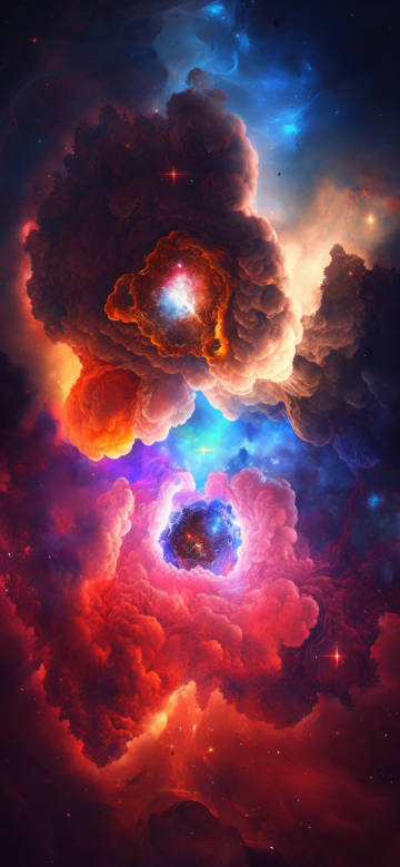 Colorful Space Storm with Glowing Nebula 4K Wallpaper