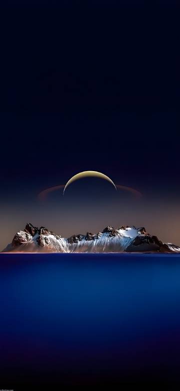 Minimalist Sci-Fi Night Scene With Moon Glow