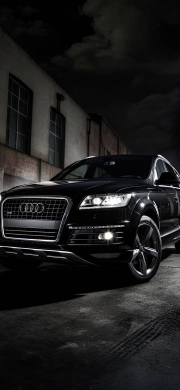 Black Audi Q7 SUV Night Street 4K Wallpaper