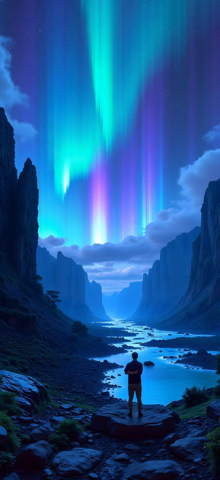 Lone Traveler Watching Colorful Aurora 4K Wallpaper
