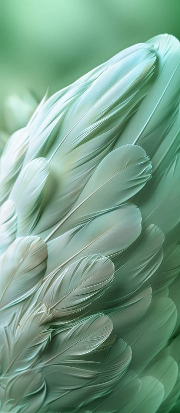 Soft Abstract Feather Texture in Pastel Green Tones Wallpaper