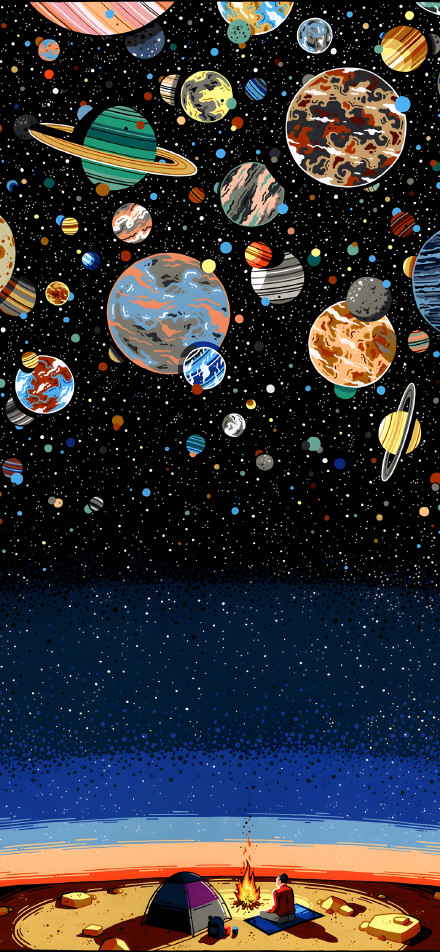 Colorful Galaxy Wallpaper, Stars and Planets in Space