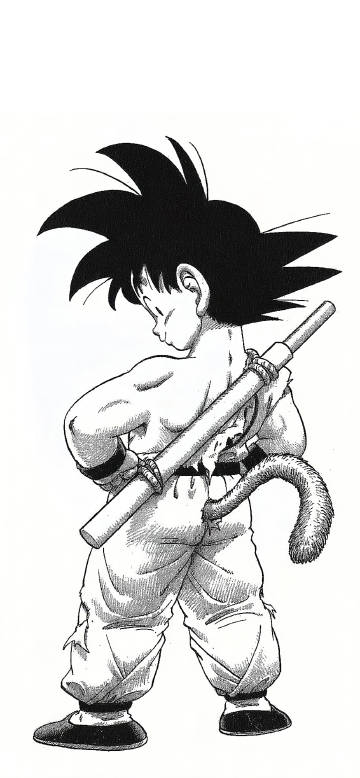 Classic Kid Goku Back View Manga Style 4K Wallpaper