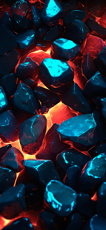Shiny Geometric Stones with a Luminous Glow 4K UHD Wallpaper