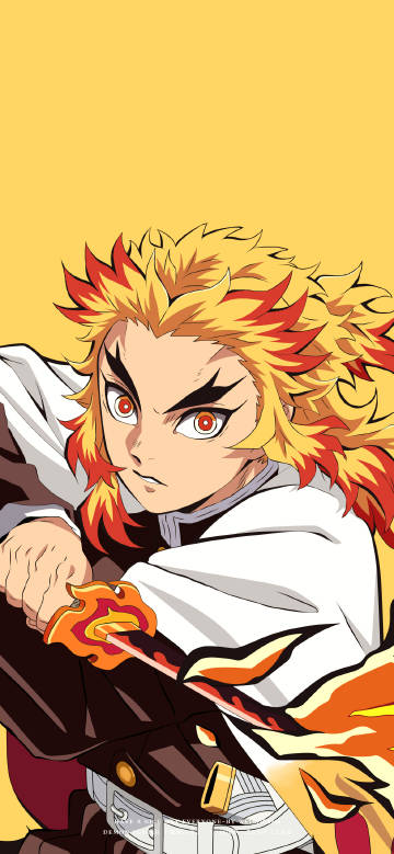 Rengoku Demon Slayer Flame Art 4K Wallpaper