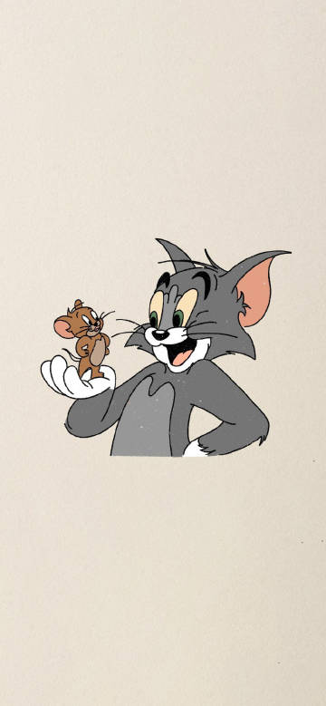 Tom Holding Jerry with Joyful Expression Wallpaper