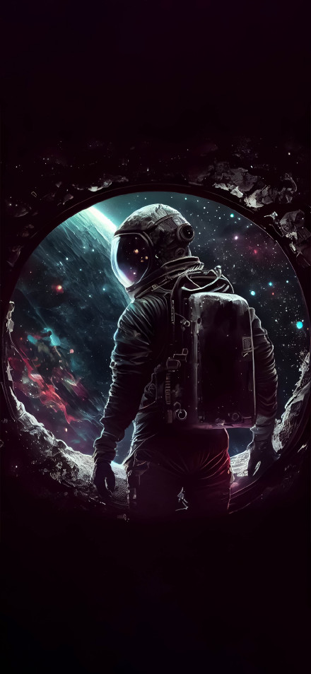 Astronaut Staring into Deep Space from Spacecraft Window 4K Wallpaper