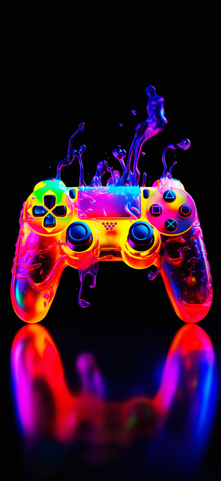 Neon Melting Liquid PlayStation Controller 4K Wallpaper