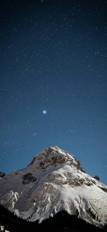 Bright Star Over a Quiet Winter Peak 4K Phone Wallpaper