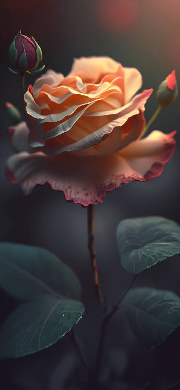 Elegant Peach Colored Rose Close-Up Phone Wallpaper
