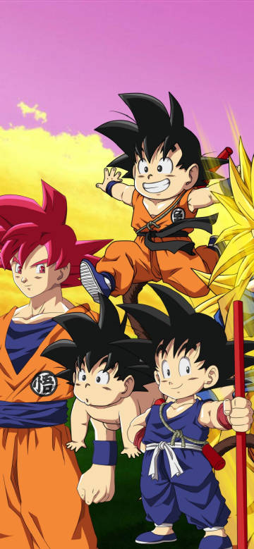 Cute Kid Goku and Super Saiyan Form Wallpaper