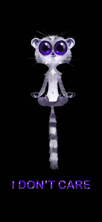 Cute Meditating Lemur "I Don't Care" AMOLED Wallpaper