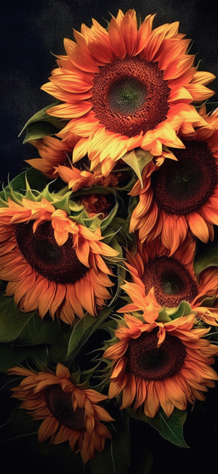 Stunning Sunflower Cluster with Rich Orange Colors 4K Wallpaper