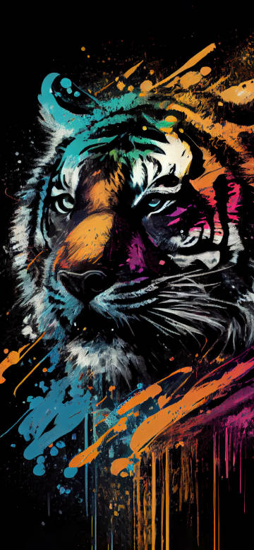 Colorful Tiger Graffiti Art Wallpaper 4K