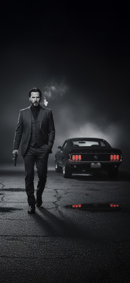 Keanu Reeves John Wick Suit and Gun Wallpaper