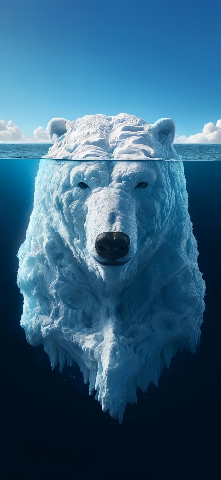Surreal Polar Bear Iceberg in Arctic Ocean 4K Wallpaper