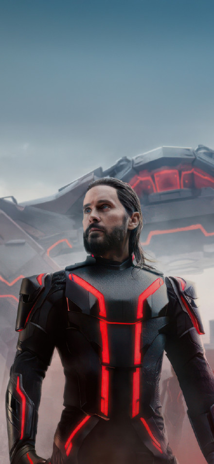Jared Leto Tron Ares Red Neon Suit Wallpaper