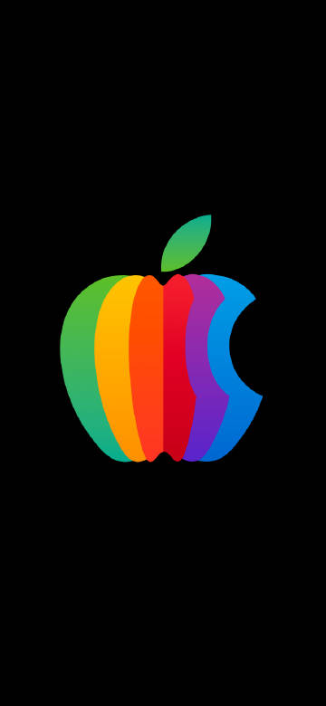 Colorful Rainbow Apple Logo On Black Background HD Wallpaper