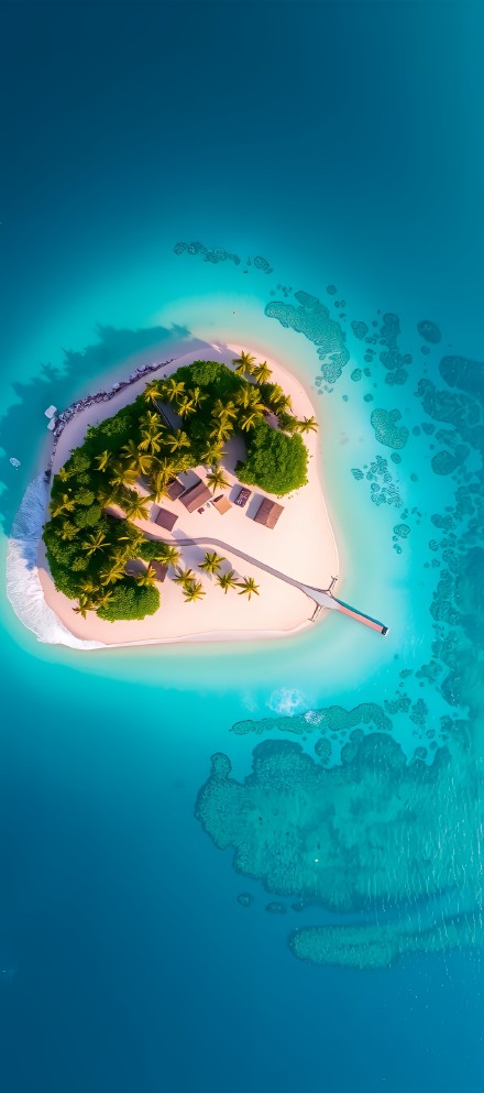 Tropical Island in Blue Ocean 4K Phone Wallpaper