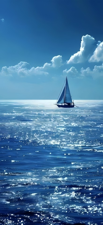 Sailing Dream on Blue Ocean Wallpaper