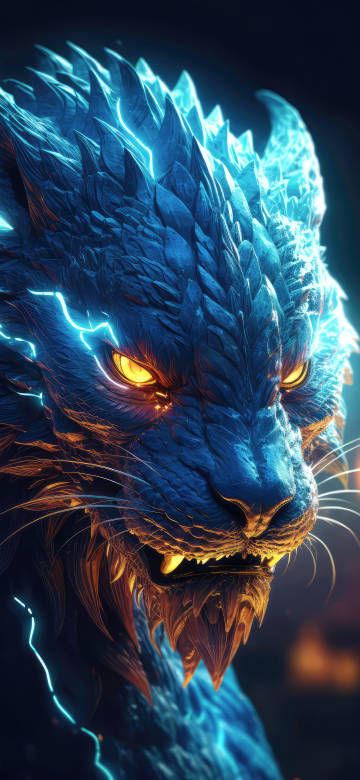 Fierce Mythical Beast With Glowing Yellow Eyes Wallpaper 4K
