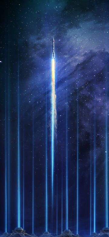 Rocket launches under the stars phone wallpaper