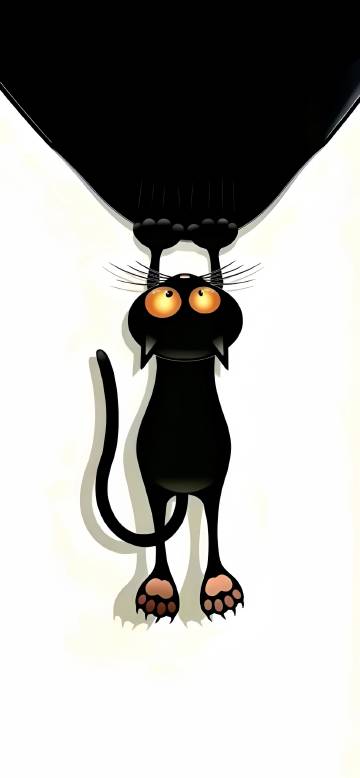 Cute Cartoon Cat Dynamic Island Phone Wallpaper 4K