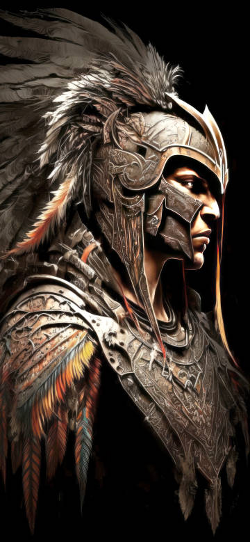 Epic Warrior in Feathered Helmet