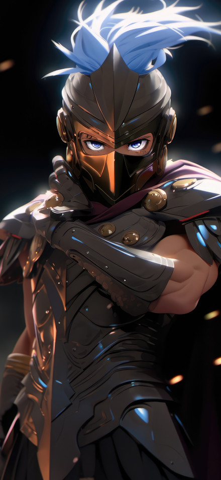 Anime Soldier with Glowing Blue Eyes 4K Wallpaper
