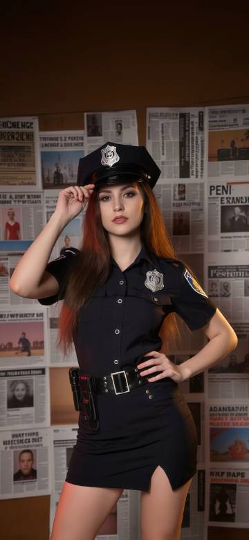 Cool Female Police Uniform Depth Effect 4K Wallpaper