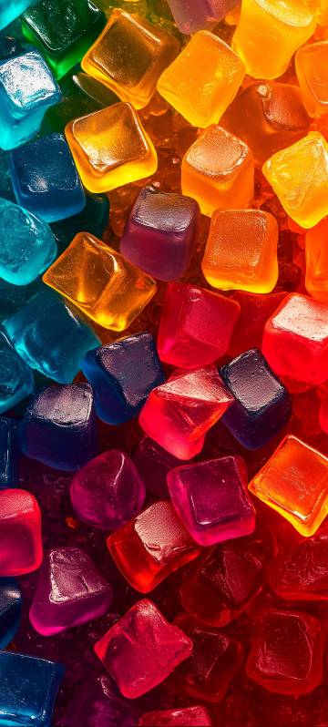 Orange Blue Red Ice Cubes 4K Mobile Wallpaper
