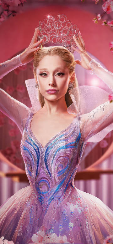Ariana Grande as Glinda Wicked Movie 4K Wallpaper