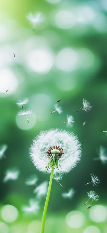 Dandelion Seeds Blowing In The Wind 4K Wallpaper