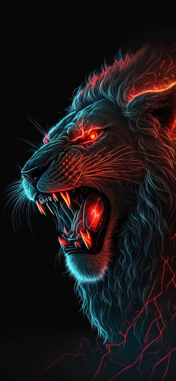 Lion roaring with mouth wide open phone wallpaper