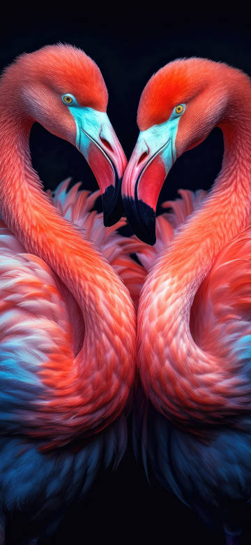 Beautiful Pair of Flamingos with Colorful Feathers 4K UHD Wallpaper