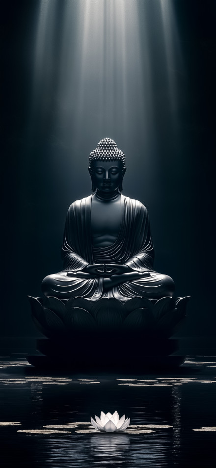 Peaceful Buddha Sitting on Lotus with Gentle Light 4K Wallpaper