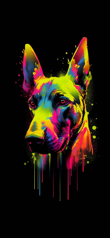 Neon Watercolor Doberman Dog 4K Wallpaper