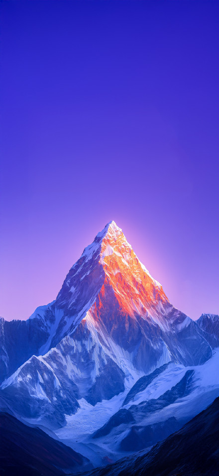 Majestic Alpenglow Mountain Purple Sky Aesthetic 4K Wallpaper