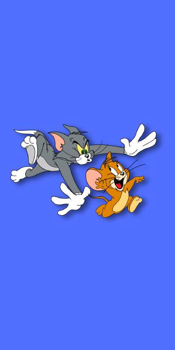 Classic Tom and Jerry Chasing Blue Background Wallpaper 4K
