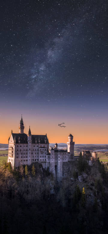 Neuschwanstein Castle at Night Phone Wallpaper