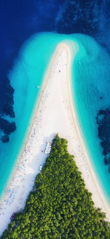 Aerial photography of Croatia Golden Horn beach phone wallpaper