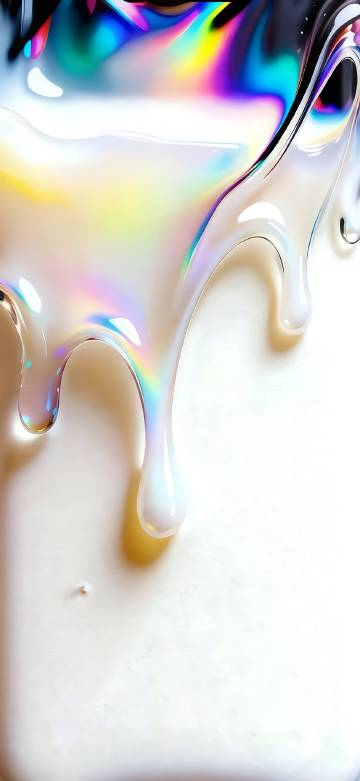 Dripping Iridescent White Liquid 4K Wallpaper