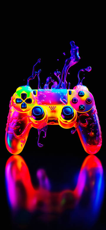 Neon Melting Liquid PlayStation Controller 4K Wallpaper