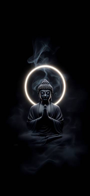 Dark Buddha With Halo and Smoke 4K Wallpaper