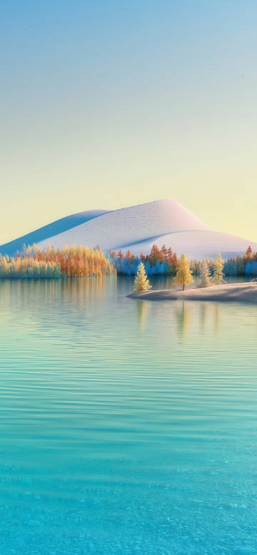 Minimalist style of mountains and lake landscape phone wallpaper