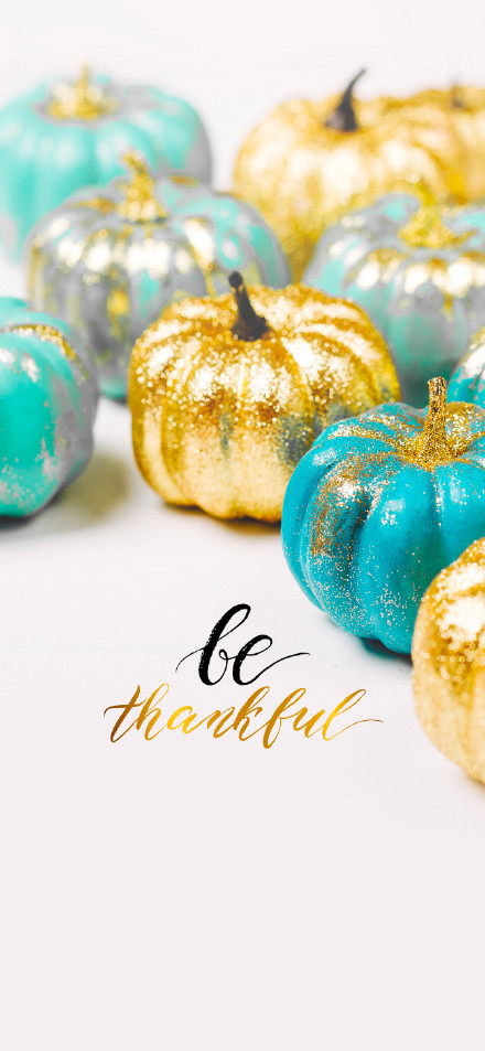 Glamorous Teal And Gold Glitter Pumpkins Wallpaper