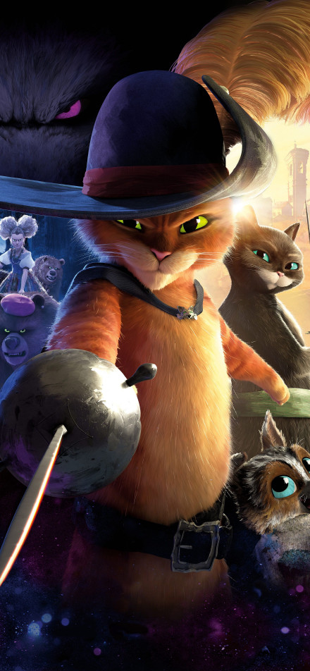 Puss in Boots wallpaper: Booth with a sword