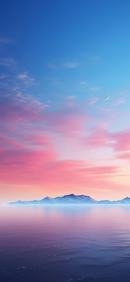 Dreamy Pink Clouds Over Calm Ocean Wallpaper
