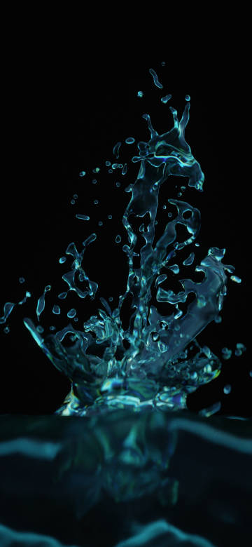 Abstract Cyan Water Splash Black Background 4K